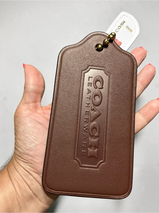 Coach Handbags - Coach XL Leather Hangtag Dark Brown Bag Charm Keychain NWT